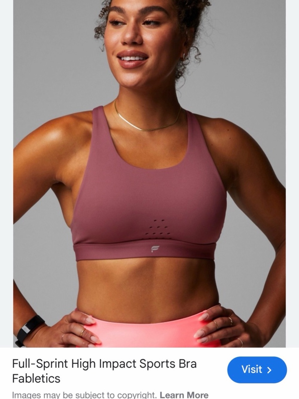 Fabletics medium Full-Sprint High Impact Sports Bra - Dusty Rose